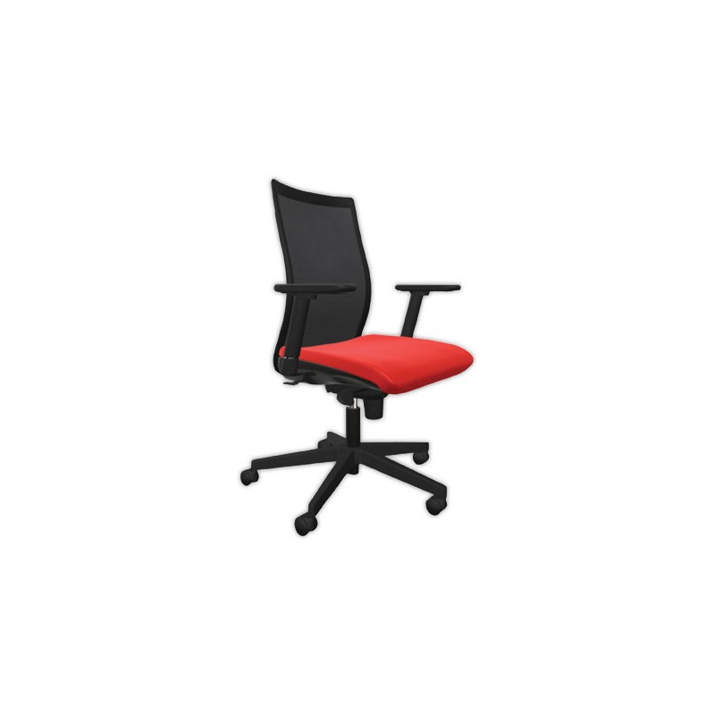Siège Intrata synchrone accotoirs - assise rouge, dossier noir monté - Shopdeschefs