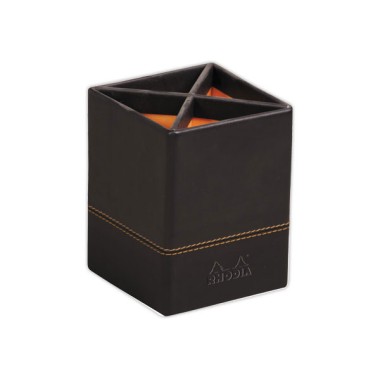Pot à crayons Rhodia simil cuir italien 8 x 8 x 11 cm - Noir - Rhodia