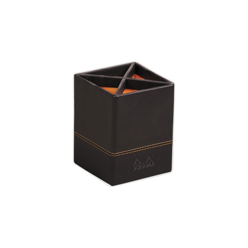 Pot à crayons Rhodia simil cuir italien 8 x 8 x 11 cm - Noir - Rhodia