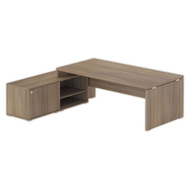 Bureau BOGOTA avec crédence à gauche noyer - Fiducial Office Solutions