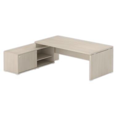 Bureau BOGOTA avec crédence à gauche acacia - Fiducial Office Solutions