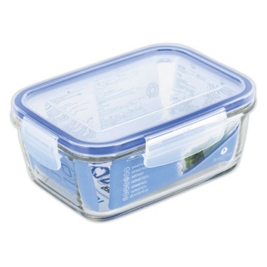 Boite en verre rect. avec couvercle plastique SUPERBLOCK 0,8 l - Borgonovo