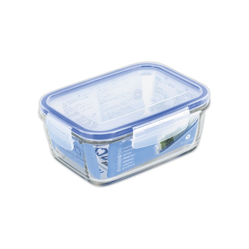 Boite en verre rect. avec couvercle plastique SUPERBLOCK 0,8 l - Borgonovo