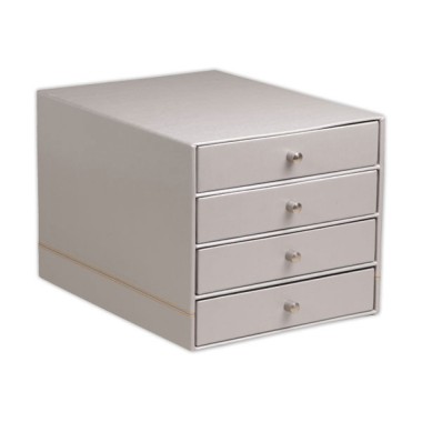 Module de classement Rhodiarama 4 tiroirs simili cuir italien - Argent - Rhodia