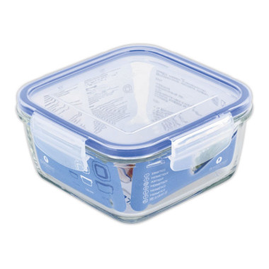 Boite en verre carrée avec couvercle plastique SUPERBLOCK 0,8 L - Borgonovo