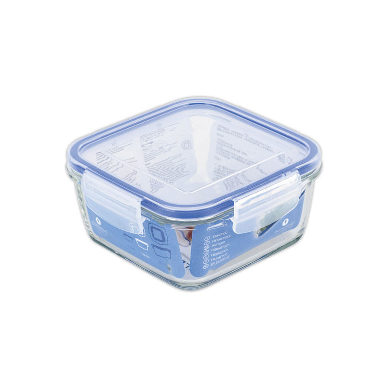 Boite en verre carrée avec couvercle plastique SUPERBLOCK 0,8 L - Borgonovo