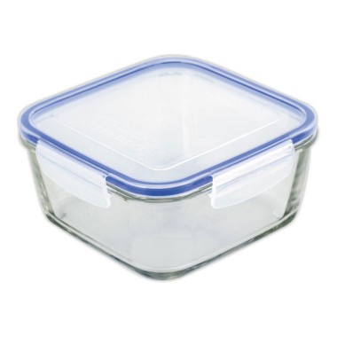 Boite en verre carrée avec couvercle plastique SUPERBLOCK 1,4 L - Borgonovo