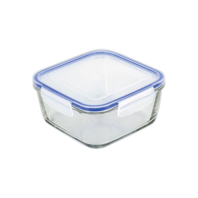 Boite en verre carrée avec couvercle plastique SUPERBLOCK 1,4 L - Borgonovo