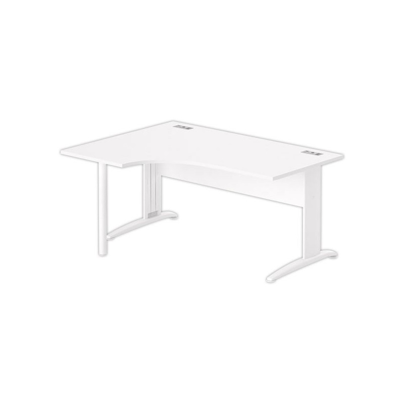 Bureau BUENOS AIRES compact retour à gauche blanc/blanc, L160 - Fiducial Office Solutions