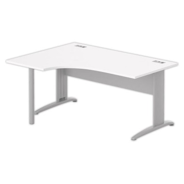 Bureau BUENOS AIRES compact retour à gauche blanc/alu, L160 - Fiducial Office Solutions