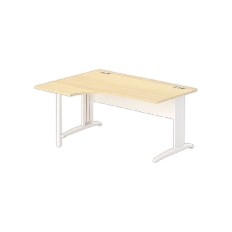 Bureau BUENOS AIRES compact retour à gauche hêtre/blanc, L160 - Fiducial Office Solutions