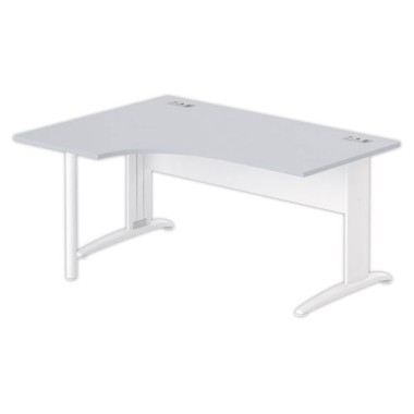 Bureau BUENOS AIRES compact retour à gauche gris/blanc, L160 - Fiducial Office Solutions