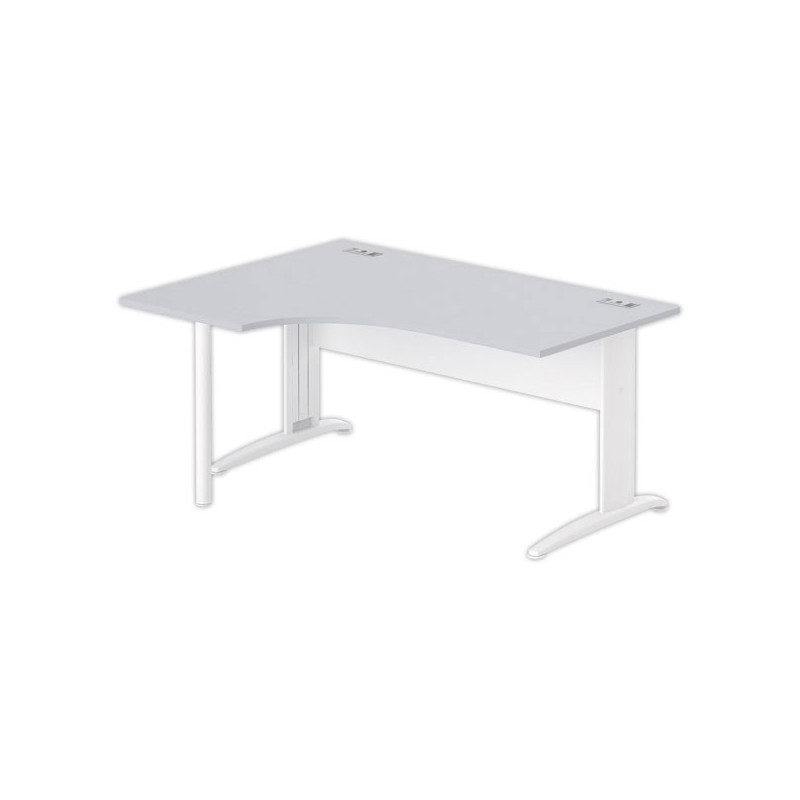 Bureau BUENOS AIRES compact retour à gauche gris/blanc, L160 - Fiducial Office Solutions