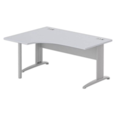 Bureau BUENOS AIRES compact retour à gauche gris/alu, L160 - Fiducial Office Solutions