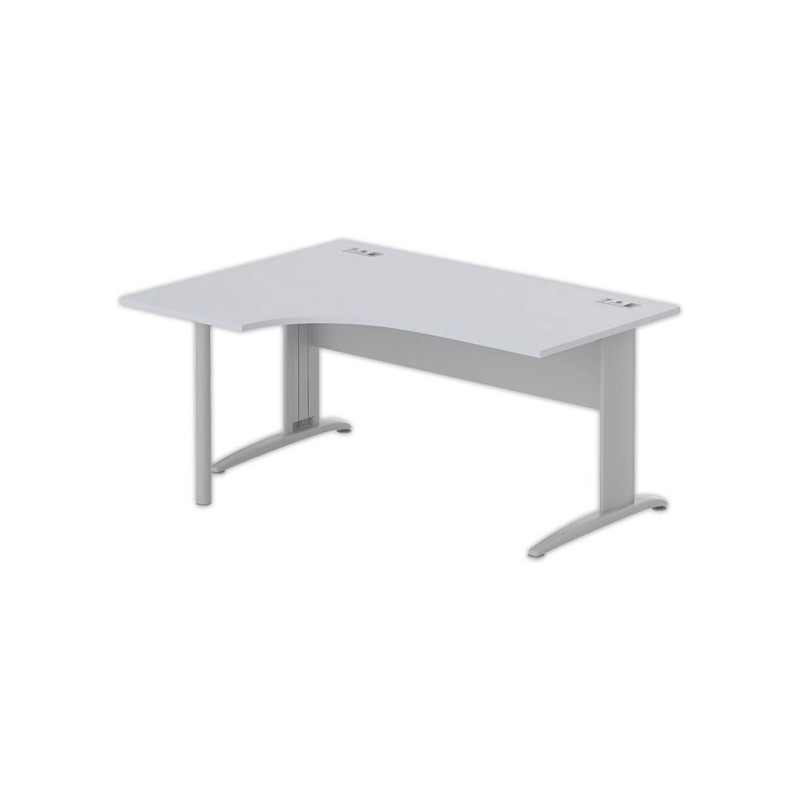 Bureau BUENOS AIRES compact retour à gauche gris/alu, L160 - Fiducial Office Solutions