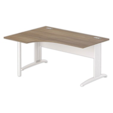 Bureau BUENOS AIRES compact retour à gauche noyer/blanc, L160 - Fiducial Office Solutions