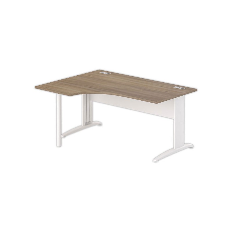 Bureau BUENOS AIRES compact retour à gauche noyer/blanc, L160 - Fiducial Office Solutions