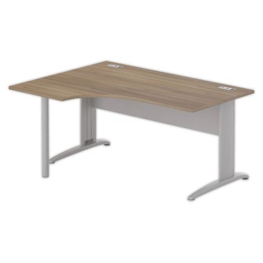 Bureau BUENOS AIRES compact retour à gauche noyer/alu, L160 - Fiducial Office Solutions