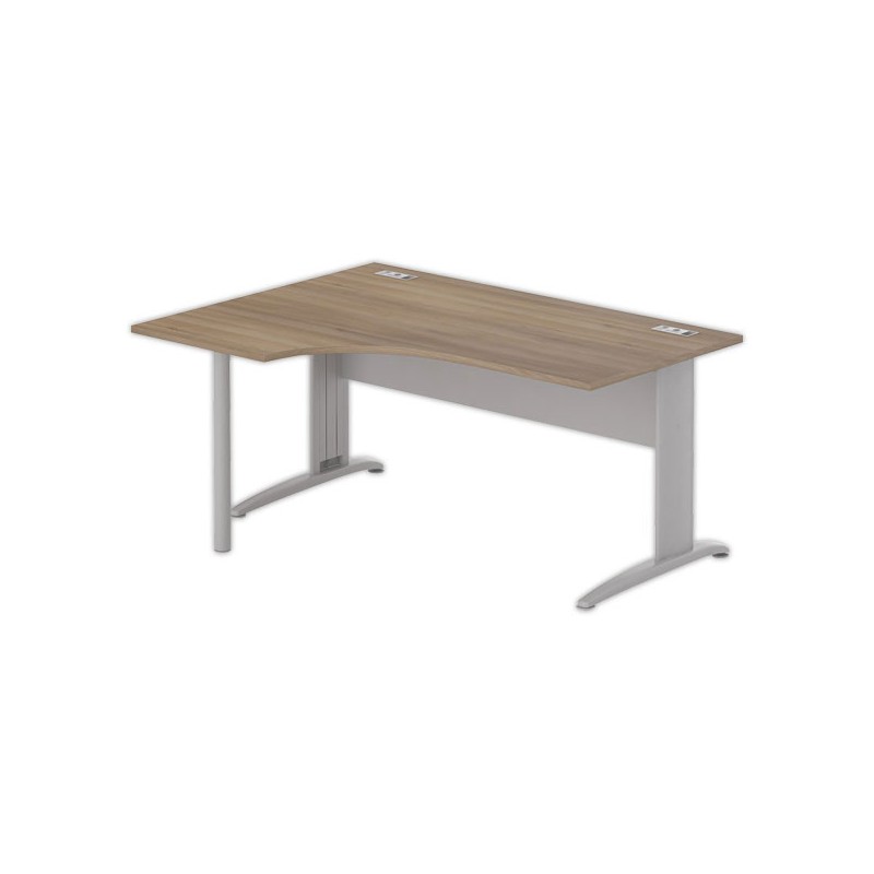 Bureau BUENOS AIRES compact retour à gauche noyer/alu, L160 - Fiducial Office Solutions