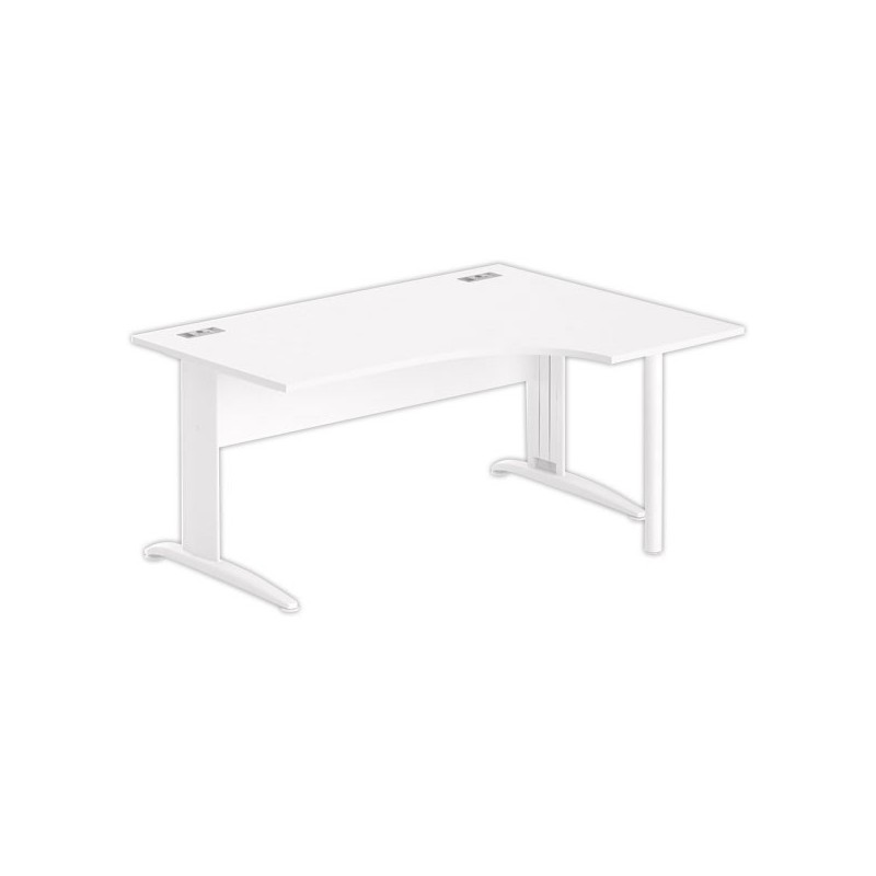 Bureau BUENOS AIRES compact retour à droite blanc/blanc, L160 - Fiducial Office Solutions