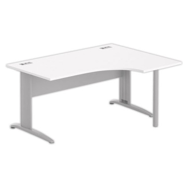 Bureau BUENOS AIRES compact retour à droite blanc/alu, L160 - Fiducial Office Solutions