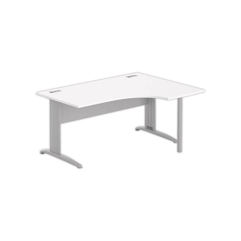 Bureau BUENOS AIRES compact retour à droite blanc/alu, L160 - Fiducial Office Solutions