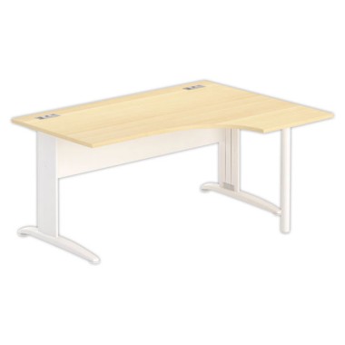 Bureau BUENOS AIRES compact retour à droite hêtre/blanc, L160 - Fiducial Office Solutions