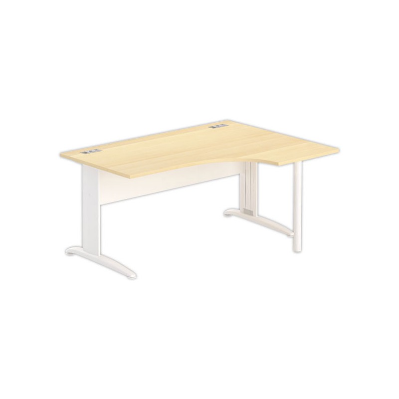 Bureau BUENOS AIRES compact retour à droite hêtre/blanc, L160 - Fiducial Office Solutions