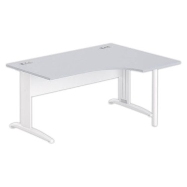 Bureau BUENOS AIRES compact retour à droite gris/blanc, L160 - Fiducial Office Solutions