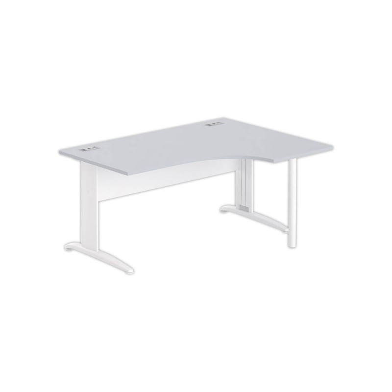 Bureau BUENOS AIRES compact retour à droite gris/blanc, L160 - Fiducial Office Solutions
