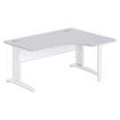 Bureau BUENOS AIRES compact retour à droite gris/blanc, L160 - Fiducial Office Solutions