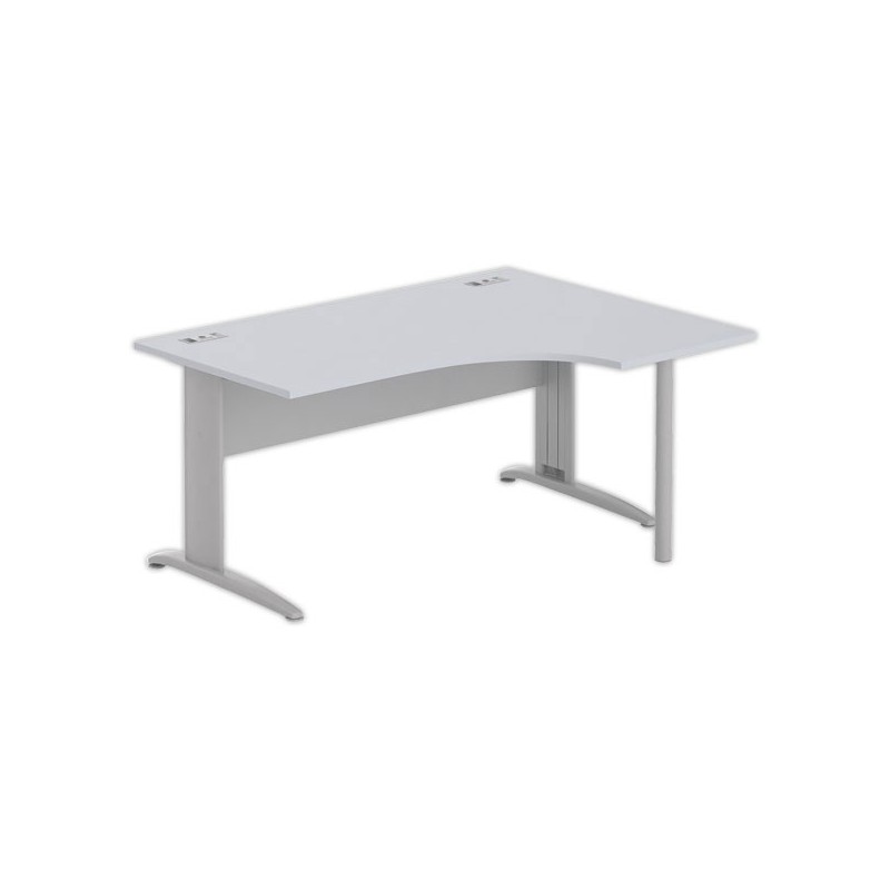 Bureau BUENOS AIRES compact retour à droite gris/alu, L160 - Fiducial Office Solutions