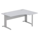 Bureau BUENOS AIRES compact retour à droite gris/alu, L160 - Fiducial Office Solutions