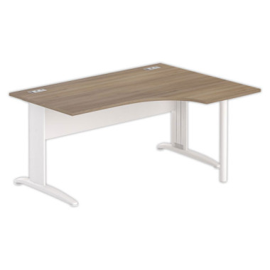 Bureau BUENOS AIRES compact retour à droite noyer/blanc, L160 - Fiducial Office Solutions