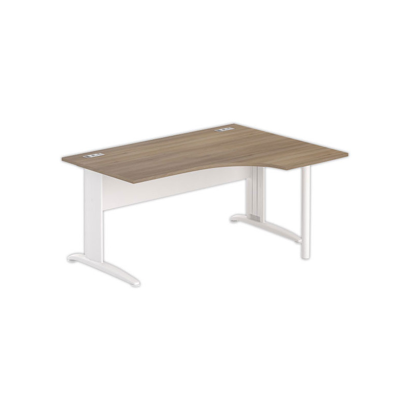 Bureau BUENOS AIRES compact retour à droite noyer/blanc, L160 - Fiducial Office Solutions
