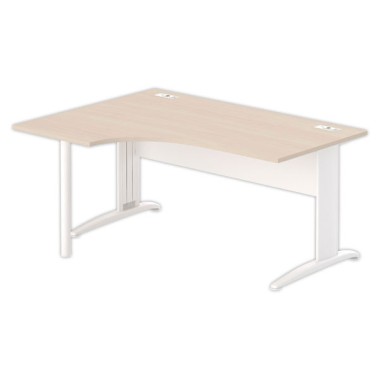 Bureau BUENOS AIRES compact retour à gauche acacia clair/blanc, L160 - Fiducial Office Solutions