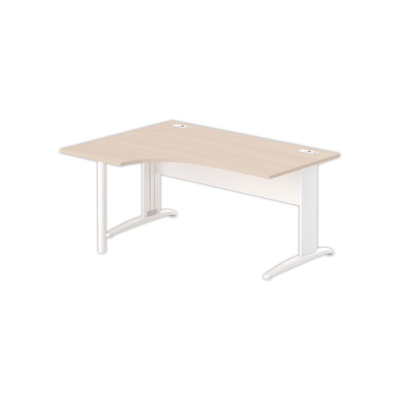 Bureau BUENOS AIRES compact retour à gauche acacia clair/blanc, L160 - Fiducial Office Solutions