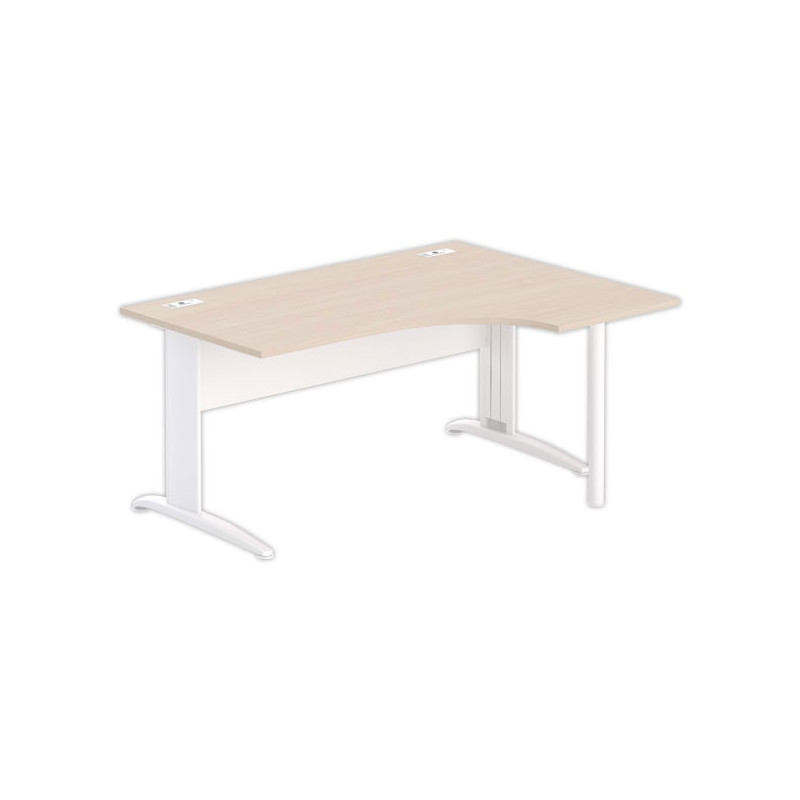 Bureau BUENOS AIRES compact retour à droite acacia/blanc, L160 - Fiducial Office Solutions