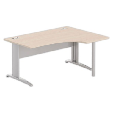 Bureau BUENOS AIRES compact retour à droite acacia/alu, L160 - Fiducial Office Solutions