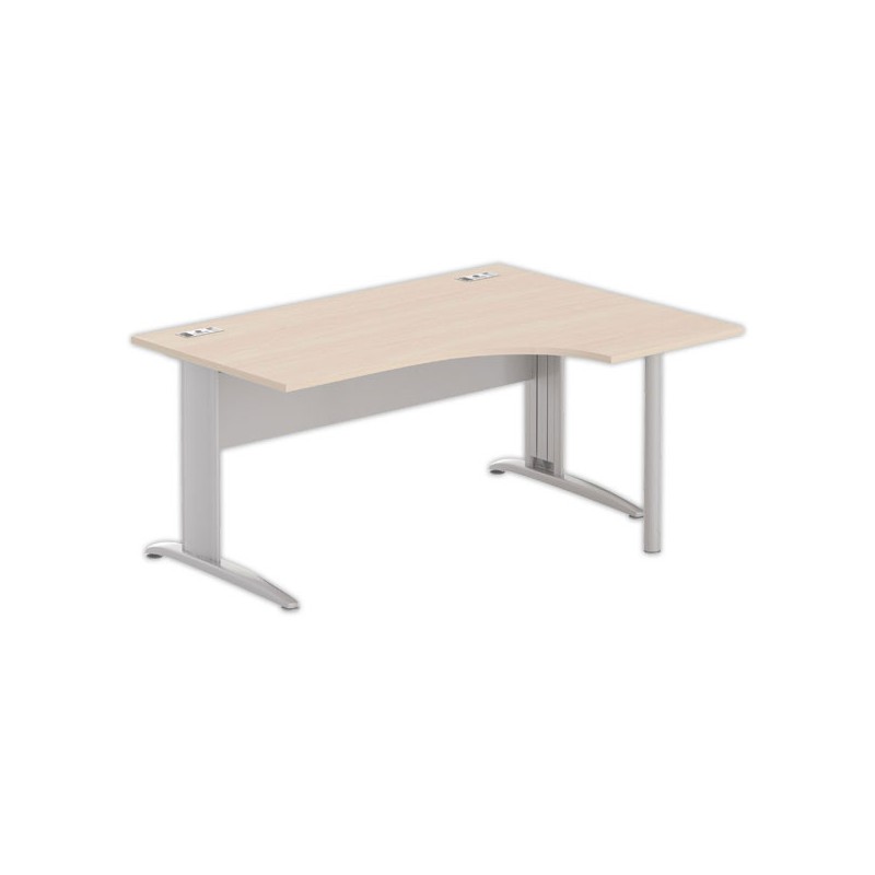 Bureau BUENOS AIRES compact retour à droite acacia/alu, L160 - Fiducial Office Solutions
