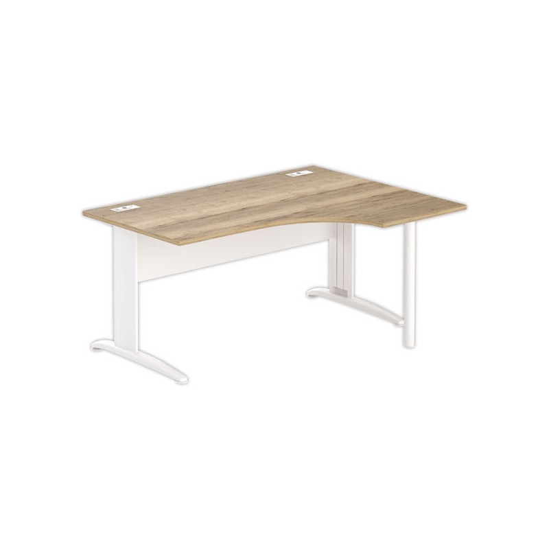 Bureau BUENOS AIRES compact retour à droite 160 x 80 Chêne veiné/blanc - Fiducial Office Solutions