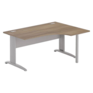 Bureau BUENOS AIRES compact retour à droite noyer/alu, L160 - Fiducial Office Solutions