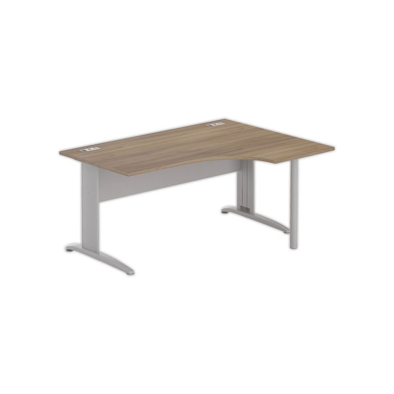 Bureau BUENOS AIRES compact retour à droite noyer/alu, L160 - Fiducial Office Solutions