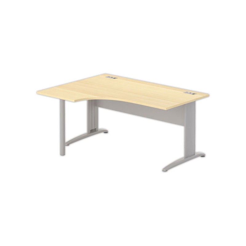 Bureau BUENOS AIRES compact retour à gauche hêtre/alu, L160 - Fiducial Office Solutions