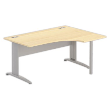 Bureau BUENOS AIRES compact retour à droite hêtre/alu, L160 - Fiducial Office Solutions