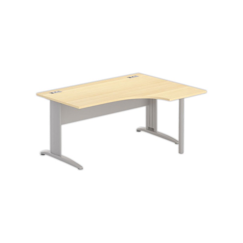 Bureau BUENOS AIRES compact retour à droite hêtre/alu, L160 - Fiducial Office Solutions