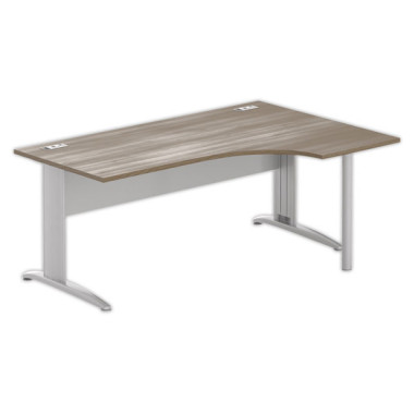 Bureau BUENOS AIRES compact retour à droite noyer/alu, L180 - Fiducial Office Solutions