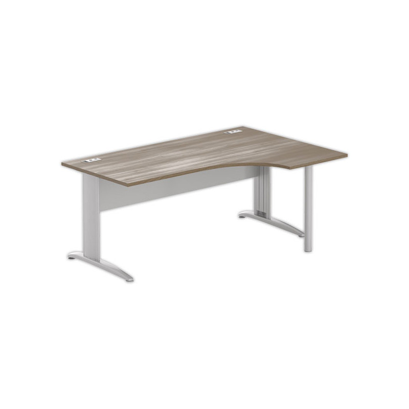 Bureau BUENOS AIRES compact retour à droite noyer/alu, L180 - Fiducial Office Solutions