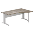 Bureau BUENOS AIRES compact retour à droite noyer/alu, L180 - Fiducial Office Solutions