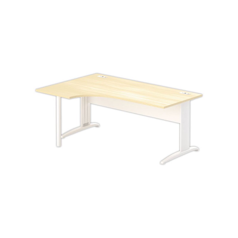 Bureau BUENOS AIRES compact retour à gauche hêtre/blanc, L180 - Fiducial Office Solutions